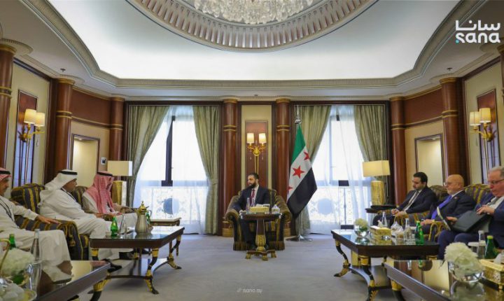 الشرع يجتمع مع رئيسي مجلس إدارة البنك السعودي الفرنسي ومصرف الإنماء