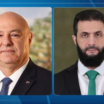 الشرع يتلقى برقية تهنئة من نظيره اللبناني بمناسبة الذكرى الأولى للتحرير