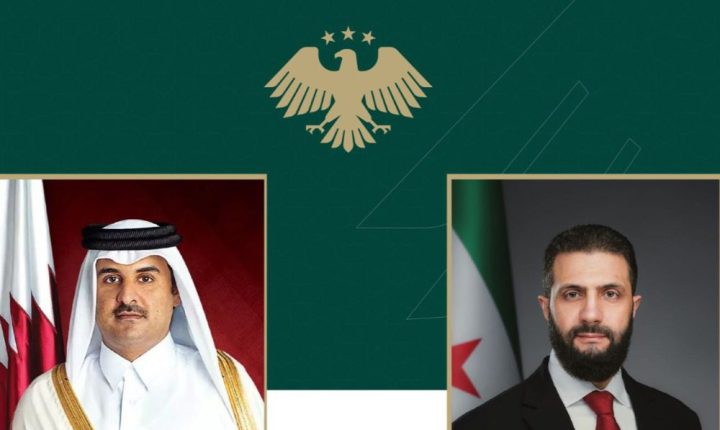 الشرع  يبحث مع أمير قطر و رئيس وزراء العراق و مسعود برزاني في اتصالات هاتفية التطورات الإقليمية وتعزيز التعاون