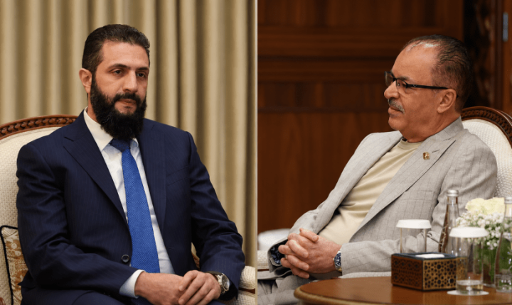 الشرع يستقبل نقيب الفنانين السوريين في قصر الشعب